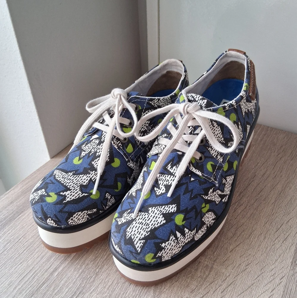 🌷 Caterpillar Retro Patterned Platform Sneakers 🐠🦋
